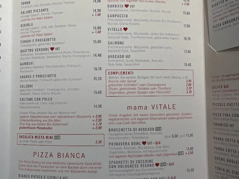 menu 1 of mama trattoria Hamburg Winterhude