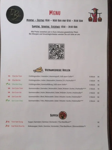 menu 2 of Tu Bao Asia Cuisine