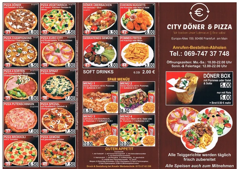 menu 1 of Euro City Döner und Pizza