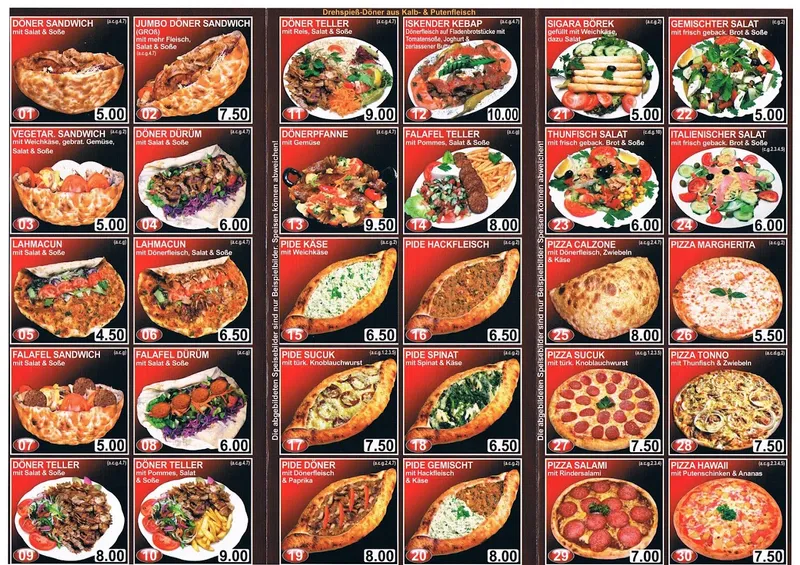 menu 0 of Euro City Döner und Pizza