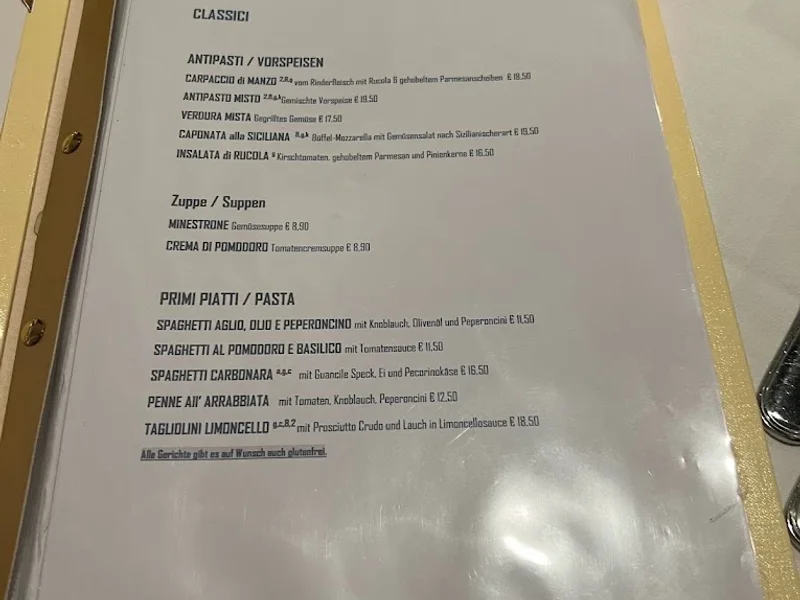 menu 1 of Limoncello