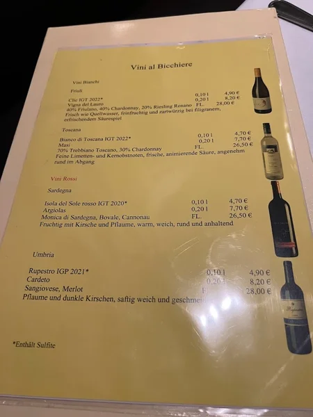 menu 2 of Limoncello