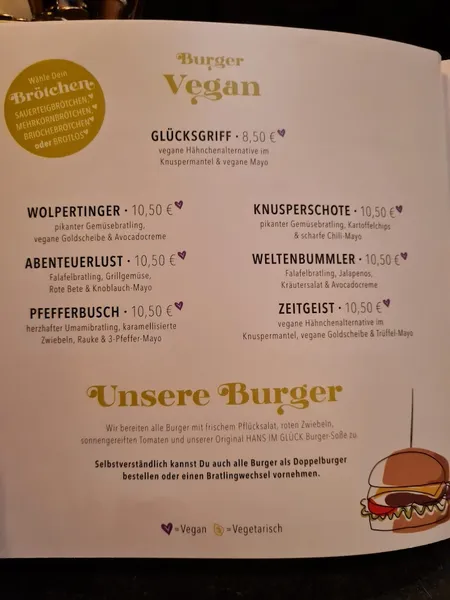 menu 0 of HANS IM GLÜCK - ESSEN Kennedyplatz