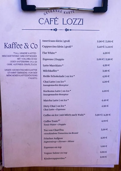 menu 2 of Cafe Lozzi