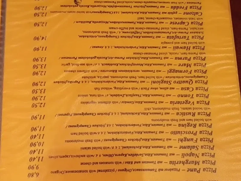 menu 0 of La Passione