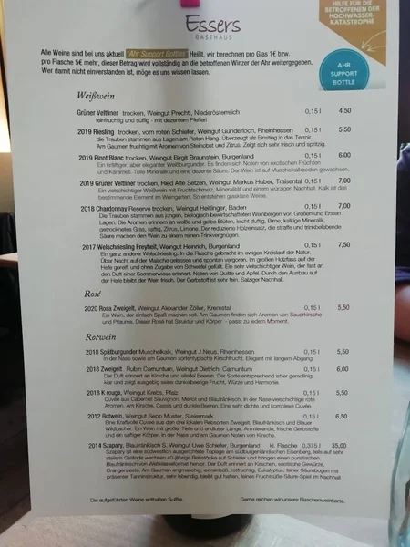 menu 1 of Essers Gasthaus