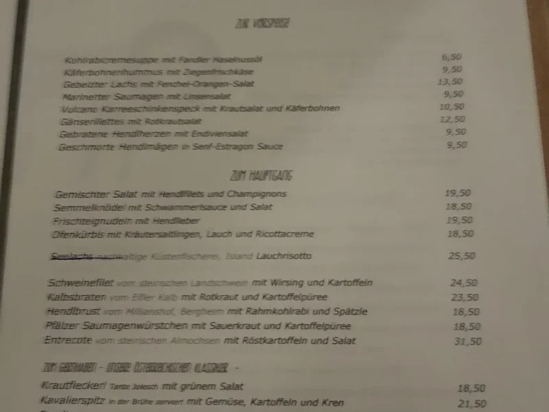 menu 2 of Essers Gasthaus