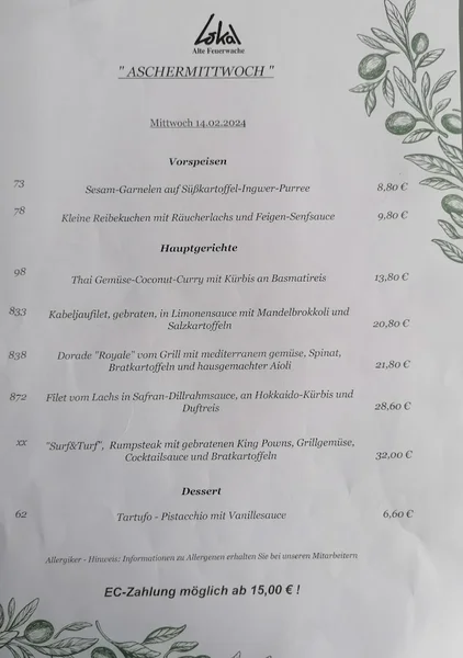 menu 1 of Lokal Alte Feuerwache