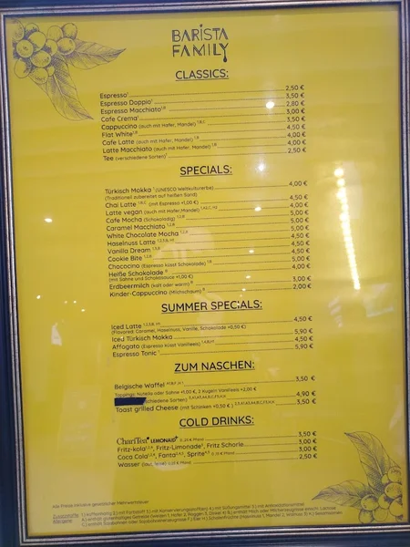 menu 1 of BaristaFamily