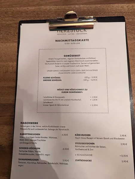 menu 1 of Herzstück