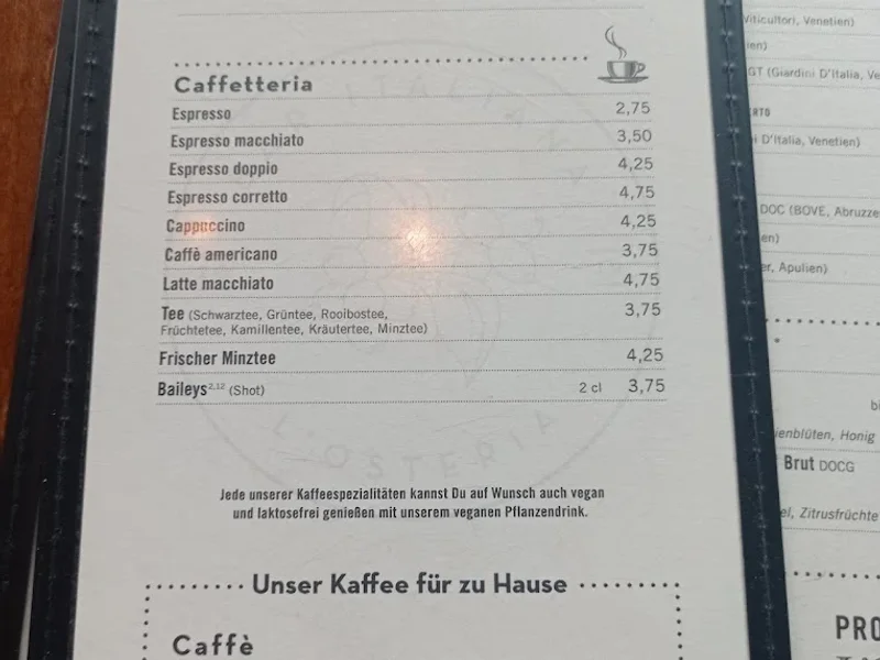 menu 2 of L'Osteria Köln Gürzenich-Quartier