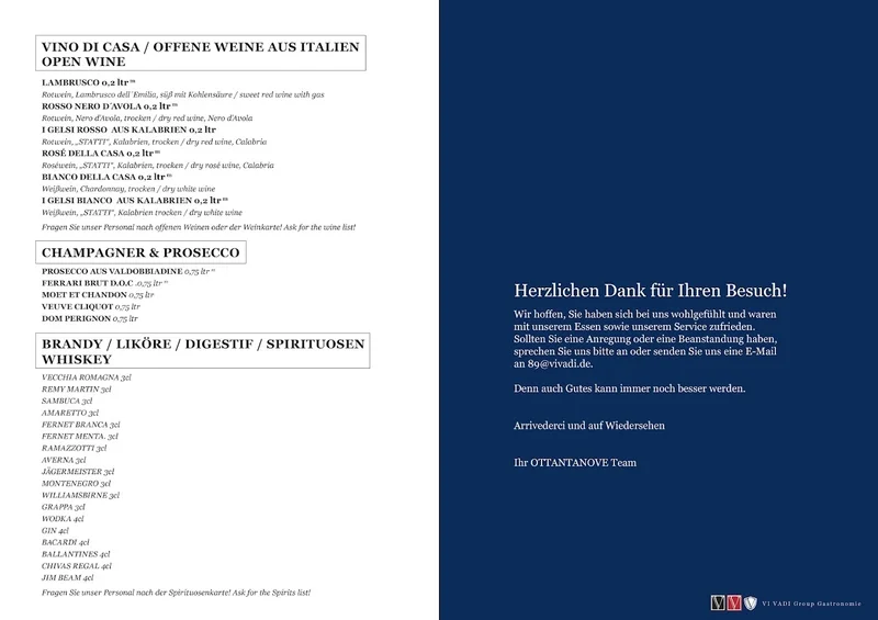 menu 1 of Ristorante OTTANTANOVE vi vadi