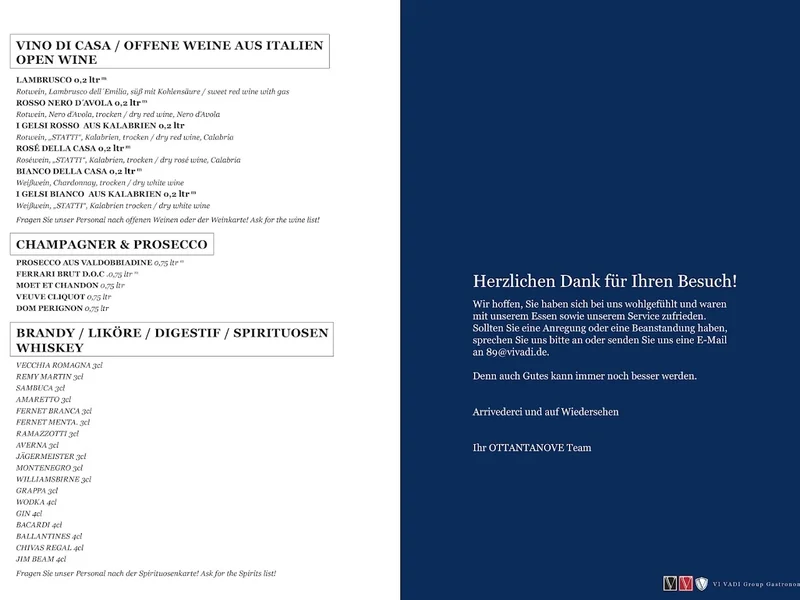 menu 1 of Ristorante OTTANTANOVE vi vadi