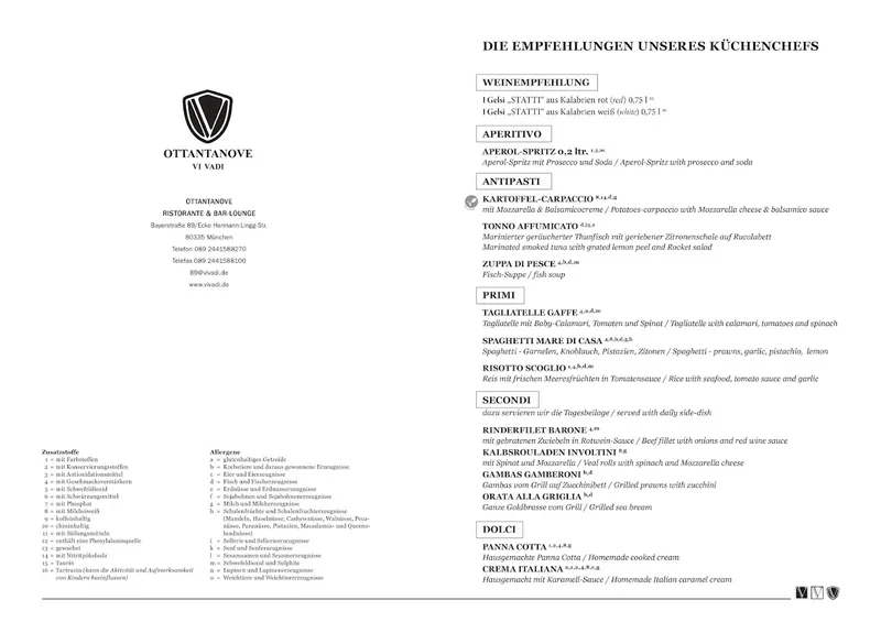 menu 2 of Ristorante OTTANTANOVE vi vadi