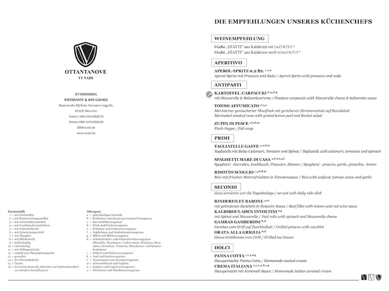 menu 2 of Ristorante OTTANTANOVE vi vadi