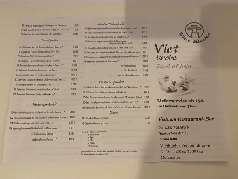 menu 2 of Viet Küche