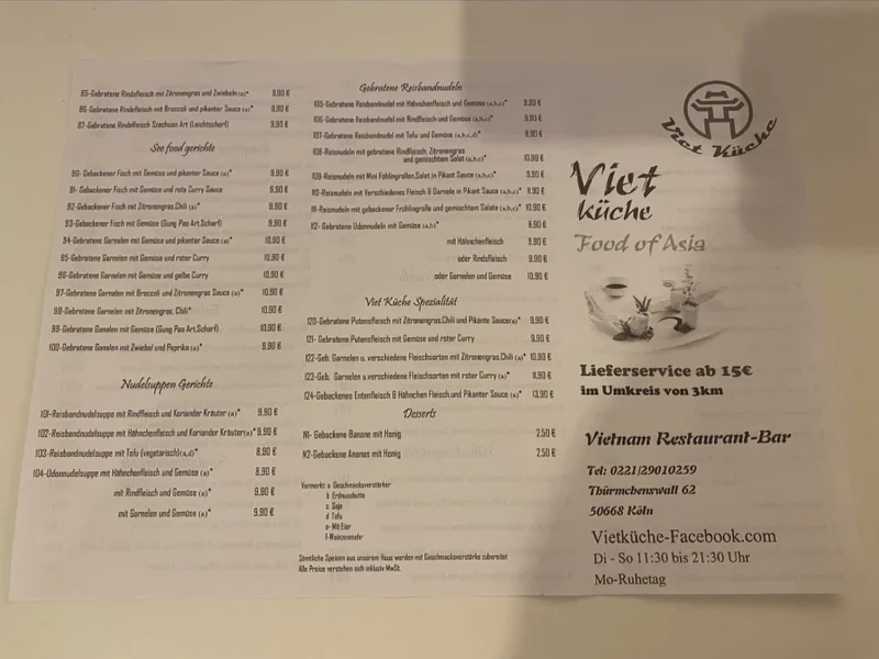 menu 2 of Viet Küche