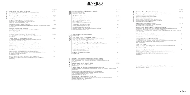menu 1 of BENVIDO coffee & vino