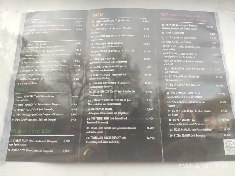 menu 0 of Pizzeria ATOLL