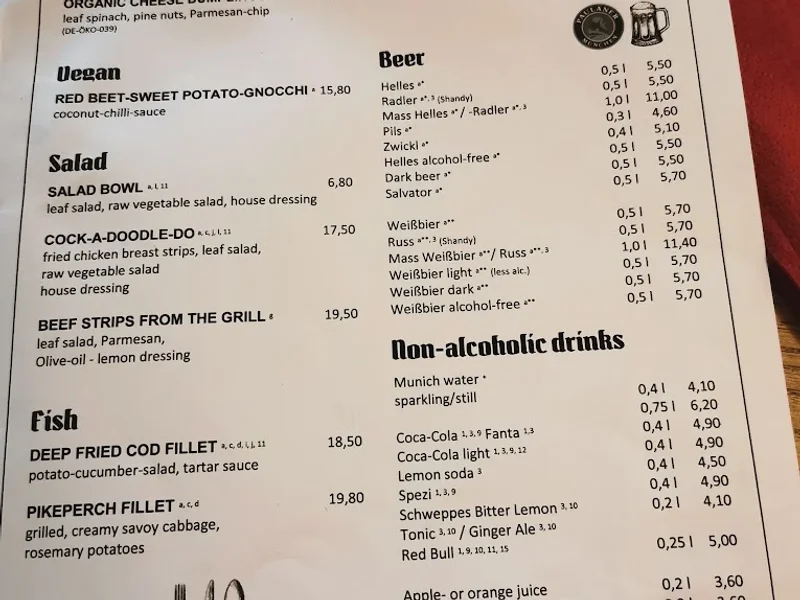 menu 1 of Münchner Stubn