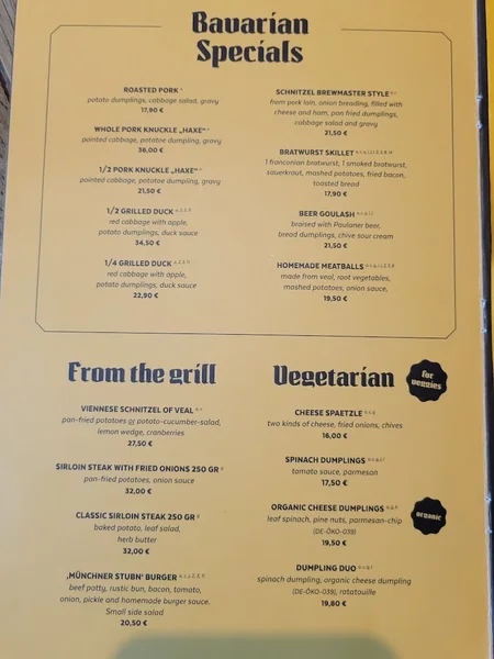 menu 2 of Münchner Stubn
