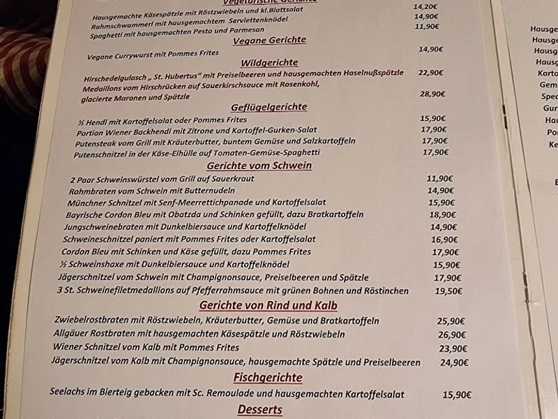 menu 2 of Lindwurmstüberl