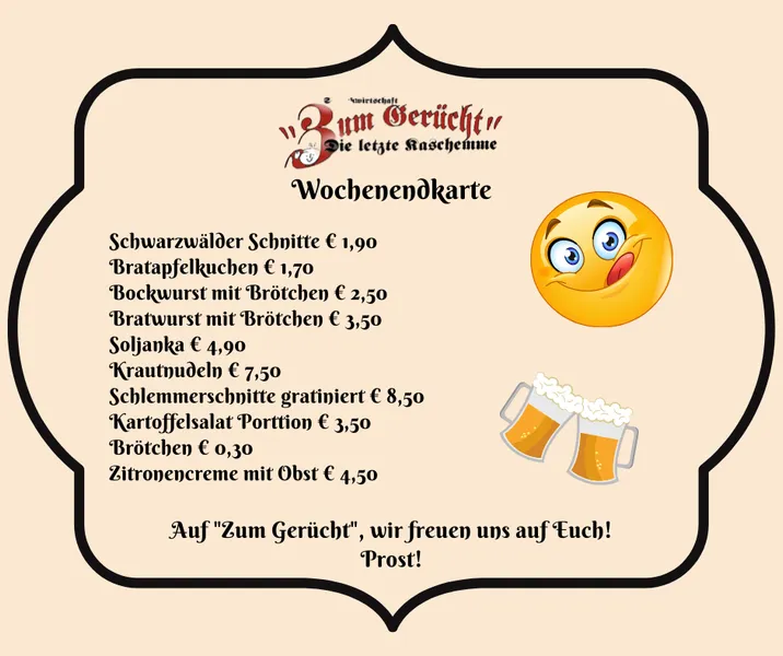 menu 0 of Zum Gerücht - die letzte Kaschemme
