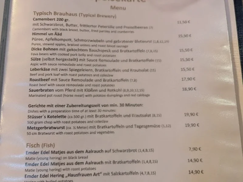 menu 1 of Brauhaus Stüsser