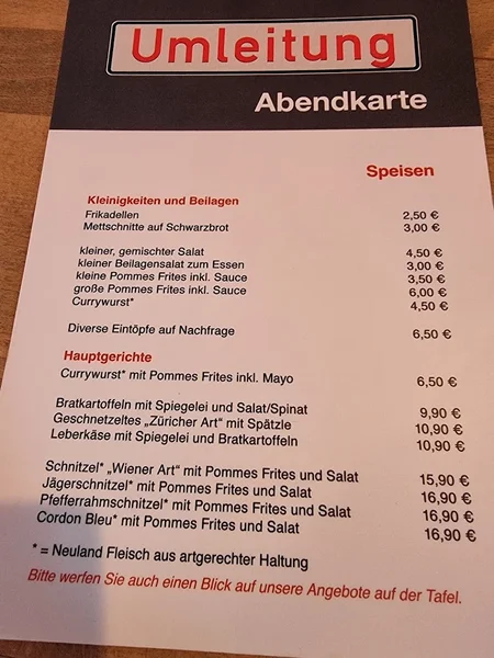 menu 0 of Umleitung