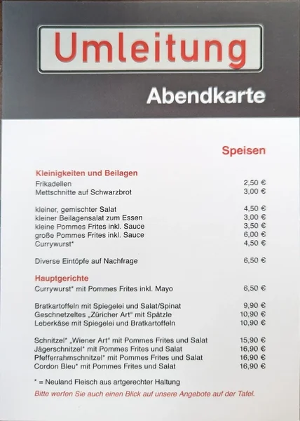menu 1 of Umleitung