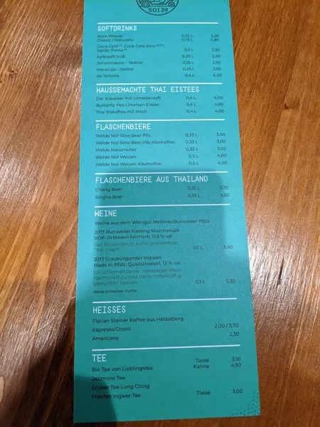 menu 0 of SOI 39 - Thai Street Food