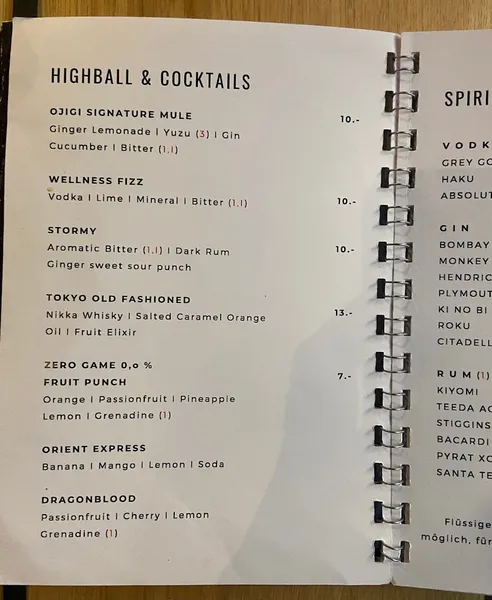 menu 1 of OJIGI - Japanese Restaurant Mannheim