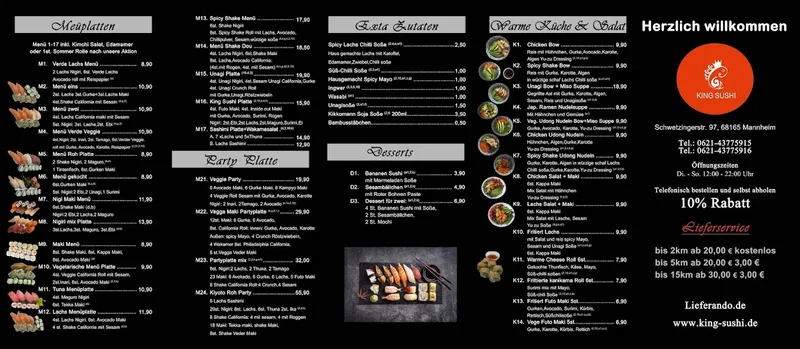 menu 1 of King Sushi Restaurant