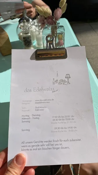 menu 0 of Das Edelweiß