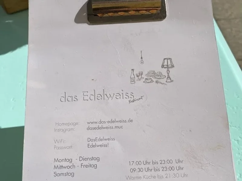 menu 0 of Das Edelweiß