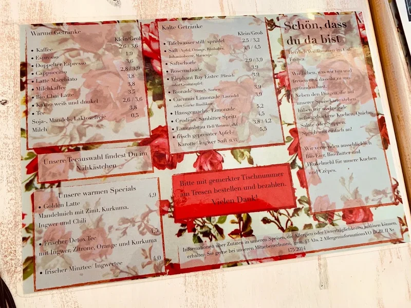 menu 2 of Café Franca - München