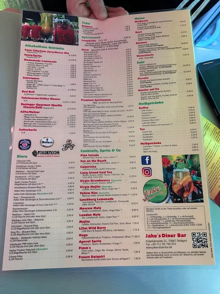 menu 2 of Jakes Diner Bar