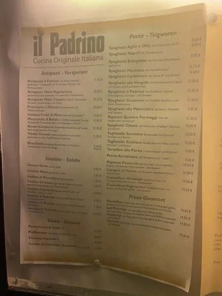 menu 0 of Ristorante Il Padrino