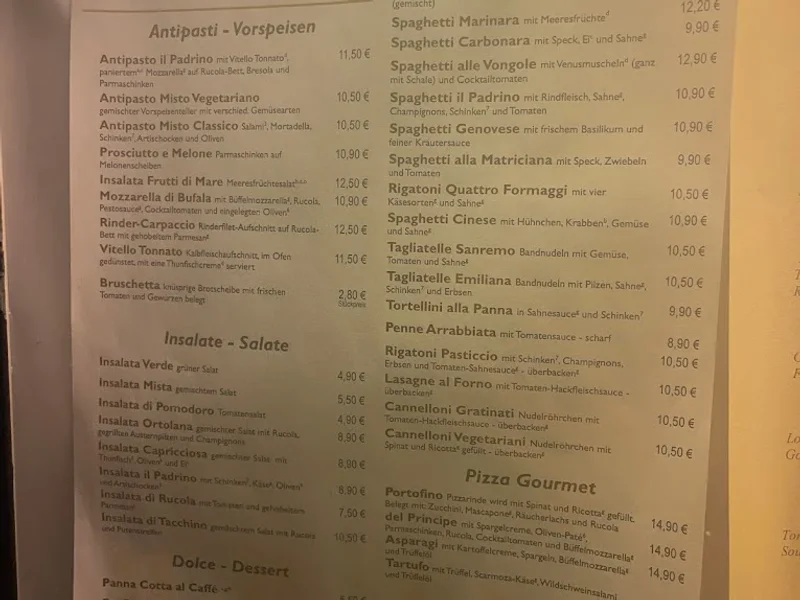 menu 0 of Ristorante Il Padrino