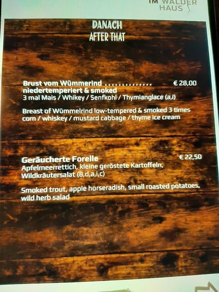 menu 0 of Wilhelms im Wälderhaus