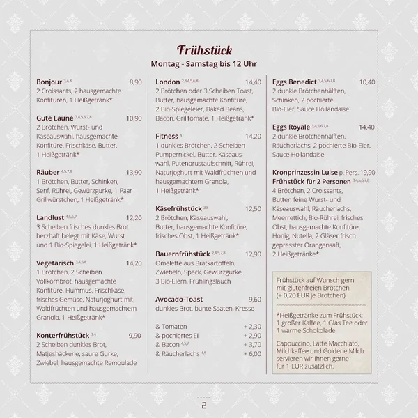 menu 0 of Café Toscana