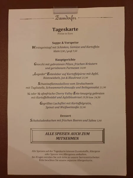 menu 1 of Wirtshaus Zamdorfer Biergarten