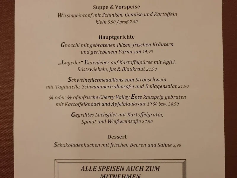 menu 1 of Wirtshaus Zamdorfer Biergarten