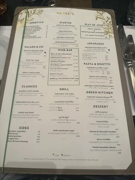 menu 0 of Meyer’s Restaurant