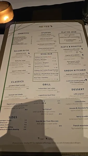 menu 2 of Meyer’s Restaurant