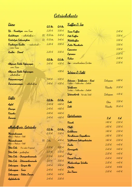 menu 1 of Gaststätte Frische Priesse
