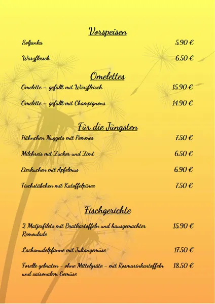 menu 2 of Gaststätte Frische Priesse
