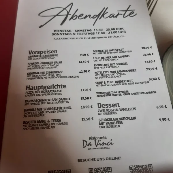 menu 1 of Ristorante DaVinci & CATERING