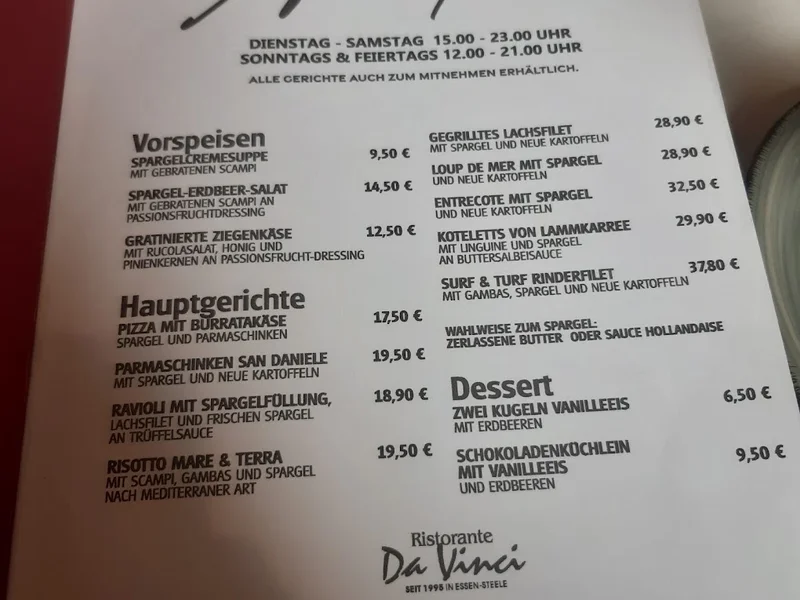 menu 1 of Ristorante DaVinci & CATERING