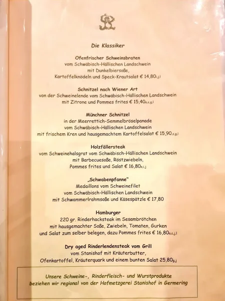 menu 1 of Wirtshaus Franzz